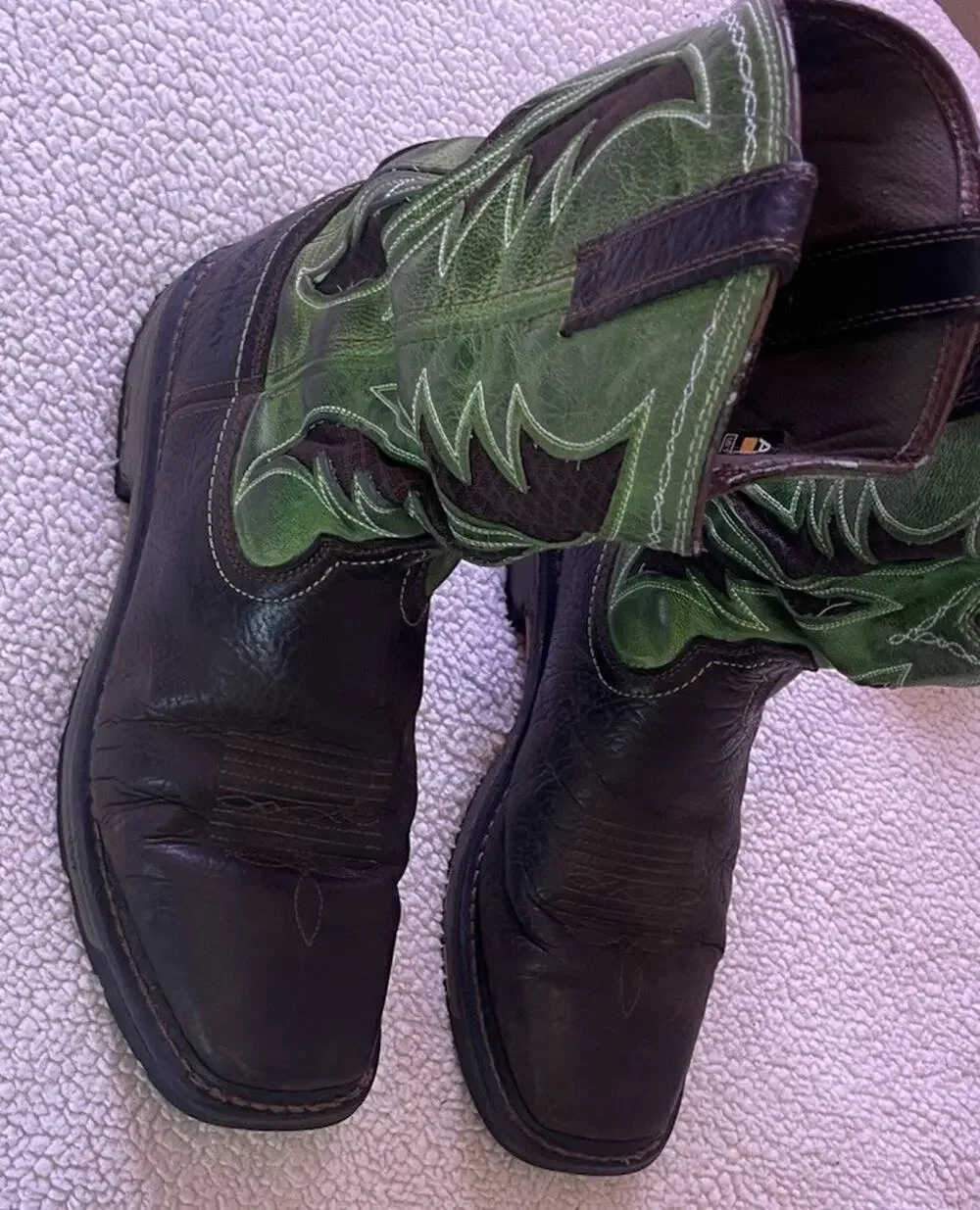 Ariat Work Boots ASTM F2892-18 Brown And Green Leather Upper Men's Size, 13D